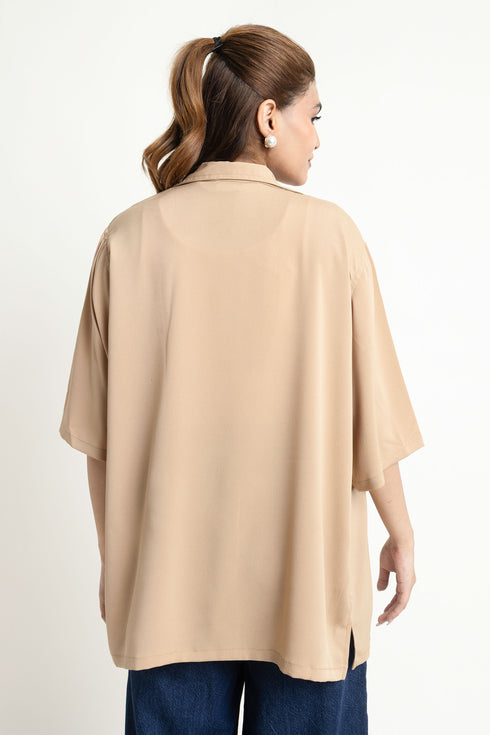 The Khaki Loose Fit Cuban Collar Shirt